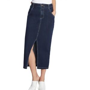 Wash Lab Blue Denim Midi Skirt